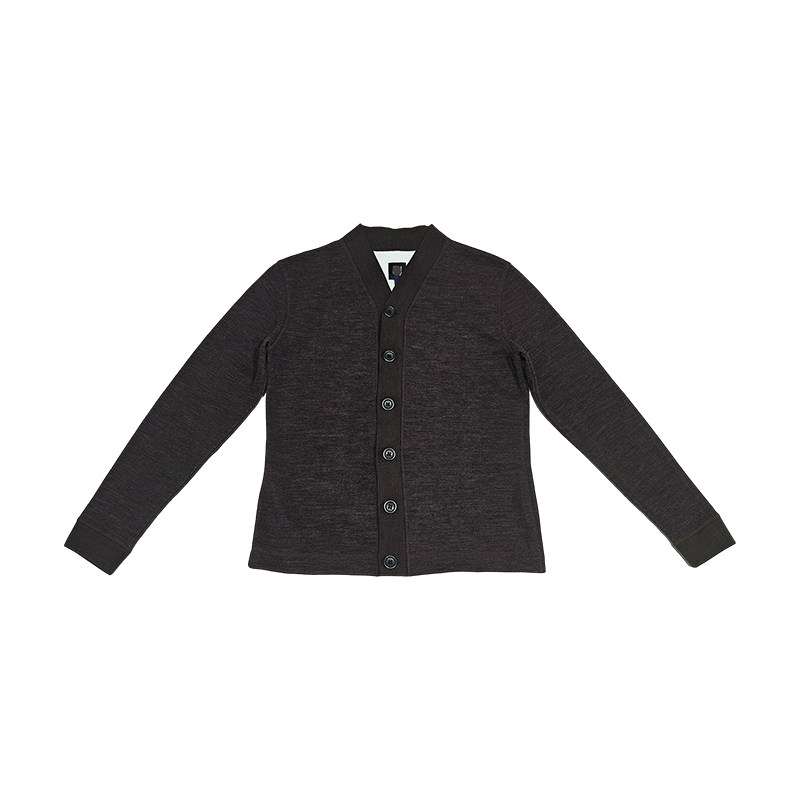 寓彦YuYAN 男士春秋薄款酒太狼商务休闲净色羊毛V领短款针织开衫