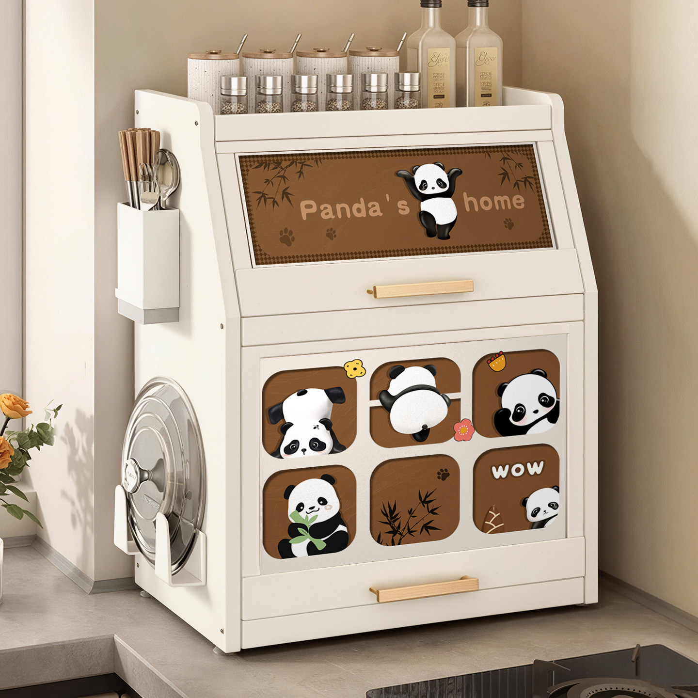 防尘带盖调料架【送磁吸DIY配件