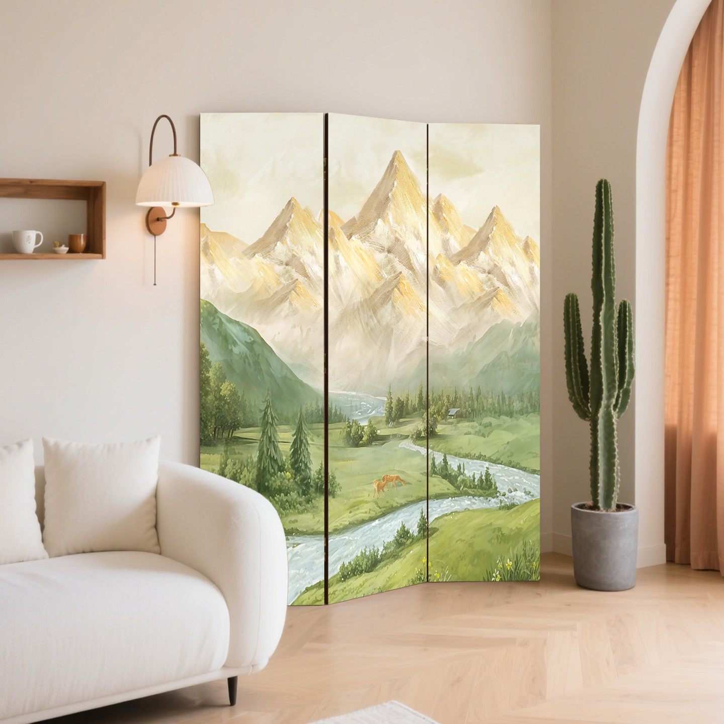 日照金山屏风隔断客厅2025新款轻奢高级感玄关折叠可移动卧室遮挡