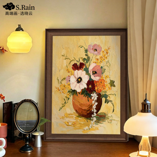 法式中古风入户玄关挂画小众艺术餐厅壁画客厅装饰画复古抽象静物