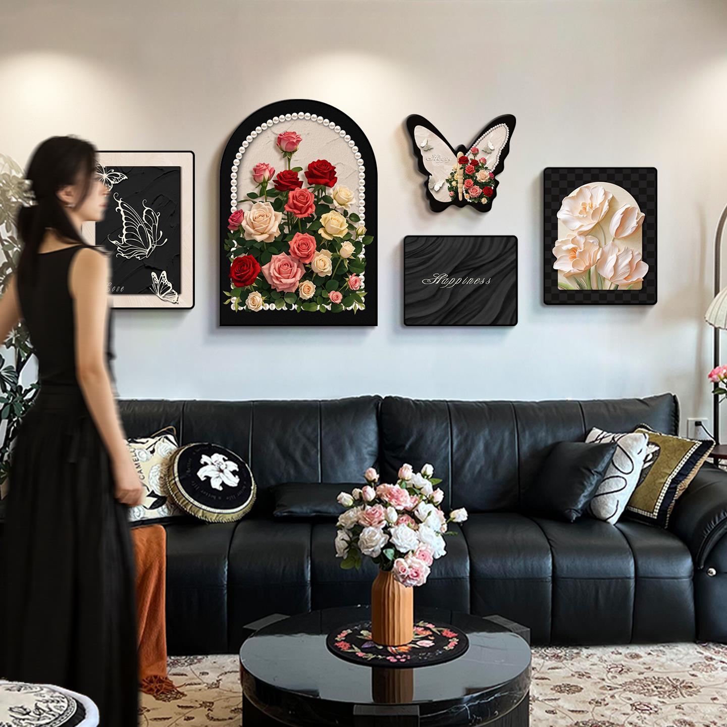 法式复古客厅装饰画中风沙