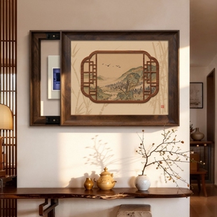 中古风电表箱装饰画宋代美学免打孔配电箱壁画遮挡电闸盒盖板挂画