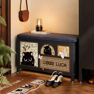 中古风换鞋凳门口家用入户门鞋柜一体可坐式新款储物轻奢高级感