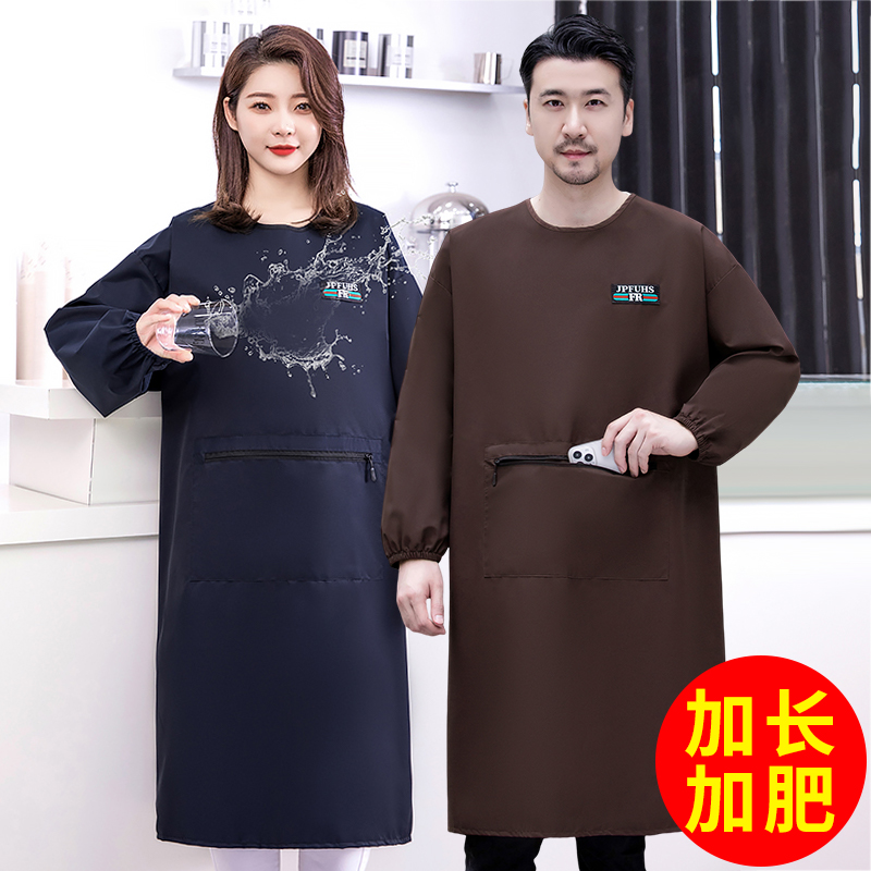 简约加长加肥防水罩衣工作服