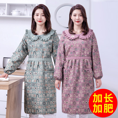 时尚女加长加肥加厚棉布罩衣