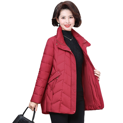 妈妈冬大牌气质羽绒服外套中长款