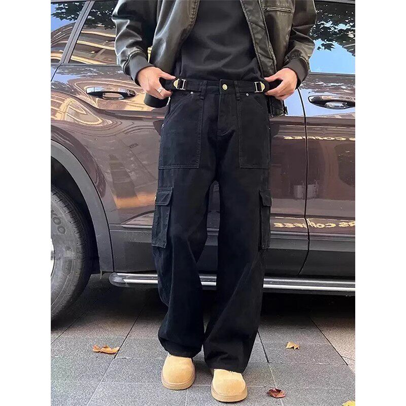 多口袋美式工装裤男春秋