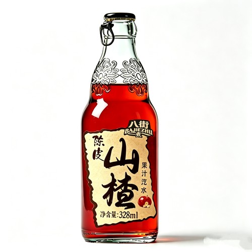 八街煮陈皮山楂玻璃瓶果汁汽水