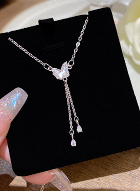 温柔高级感精致吊坠新款ins风小众百搭锁骨链蝴蝶流苏项链配饰女