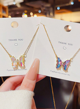 仙女气质锁骨链设计感颈链气质网红简约吊坠饰品轻奢小众蝴蝶项链