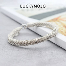 LUCKYMOJO土耳其编织纯银手链男款简约高级感情侣手绳女生日礼物