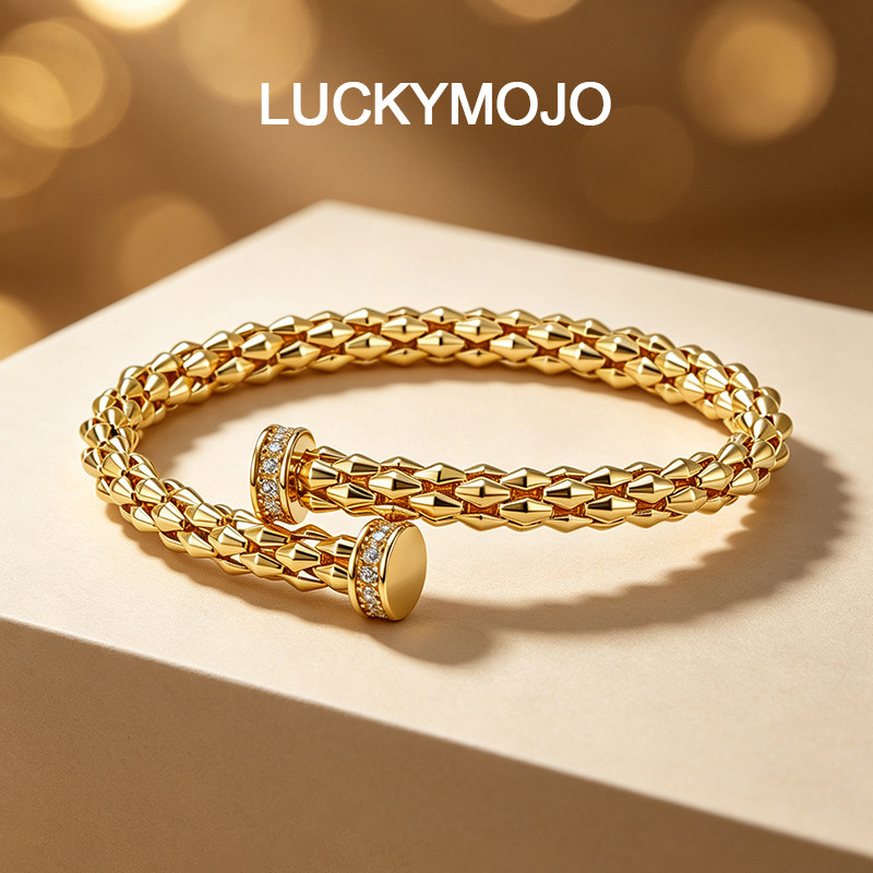 LUCKYMOJO简约925银手镯 贵气感老钱风流光手链轻奢小众手镯男女