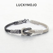 LUCKYMOJO青丝到白发土耳其编织手链纯银情侣手绳银手饰定情信物
