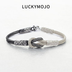 LUCKYMOJO青丝到白发土耳其编织手链纯银情侣手绳银手饰定情信物