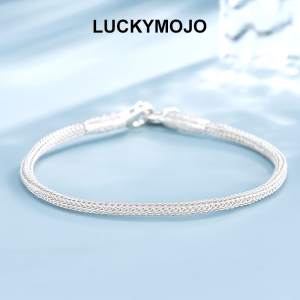 LUCKYMOJO纯银手链女小众简约百搭冷淡风超细编织手绳情侣款高级