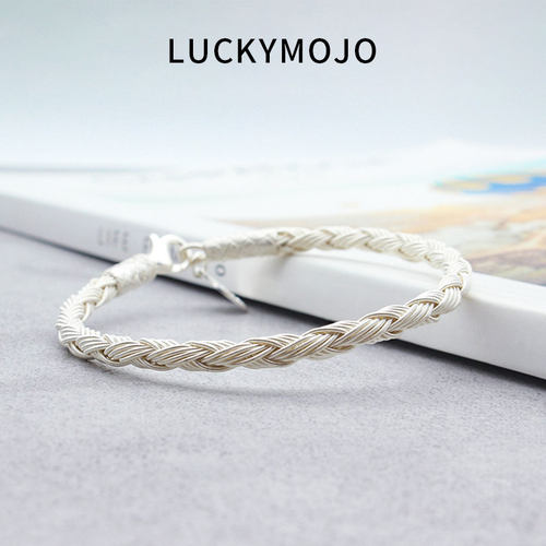 土耳其编织足银手链简约情侣款