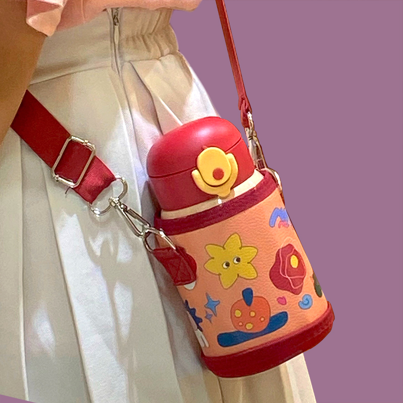 儿童保温杯吸管学生女幼儿园专用男316宝宝水壶弹扣可爱颜值水杯