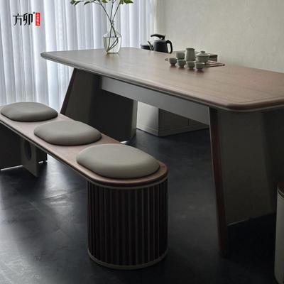 方卯新中式茶桌椅组合黑胡桃木办公会客洽谈泡茶桌现代简约茶台