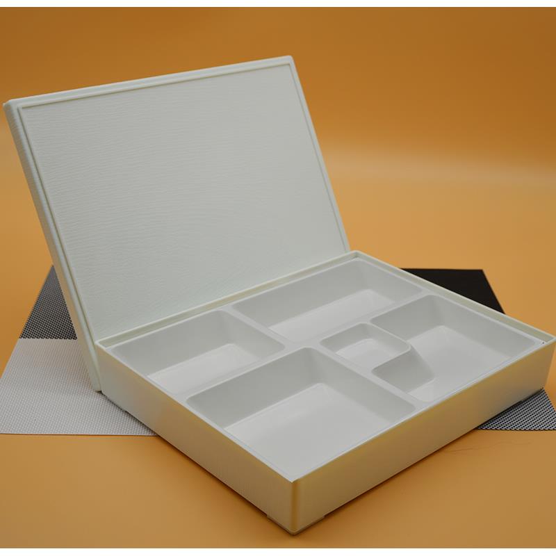 康飞耐高温日式便当盒木纹商务套餐多格加厚分格盘寿司盒密胺餐盒