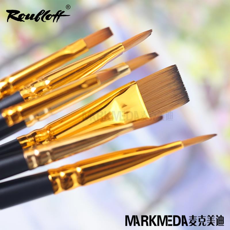 进口鲁布洛夫Roubloff仿柯林斯基貂毛黑色短杆平峰水粉水彩笔1S25