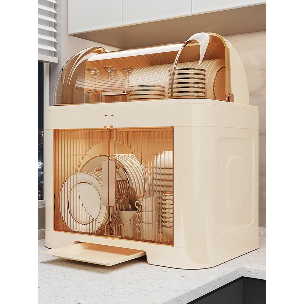 厨房碗架碗筷收纳盒家用带盖放餐具装碗箱碟盘沥水置物架塑料碗柜