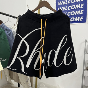 RHUDE潮牌美式春夏季运动休闲纯棉针织宽松男士篮球五分短裤毛裤