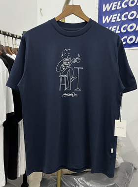 美式潮牌SS24 ALD趣味手绘漫画男孩印花高街复古休闲纯棉短袖T恤