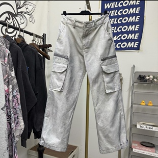 裤 Perception炮弹拉链口袋水洗做旧褪色直筒工装 False 汪苏泷同款