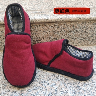 传统纯手工千层底面包款 女棉花瓤保暖透气不臭脚亚麻布料 窝窝棉鞋