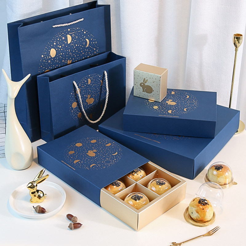 中秋月饼礼盒蛋黄酥包装盒抽屉式礼盒套装6粒9粒装冰皮月饼盒定做