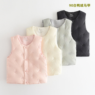 儿童内穿羽绒马甲男女童白鸭绒保暖背心宝宝坎肩2024秋冬绣花款