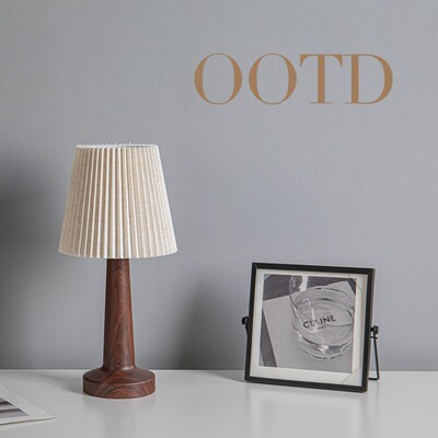 中古复古北欧简约现代美式装饰氛围百褶台灯卧室喂奶温馨小夜灯