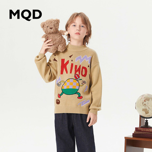 MQD童装冬季男大童卡通字母加厚毛衣儿童保暖时尚上衣奥莱