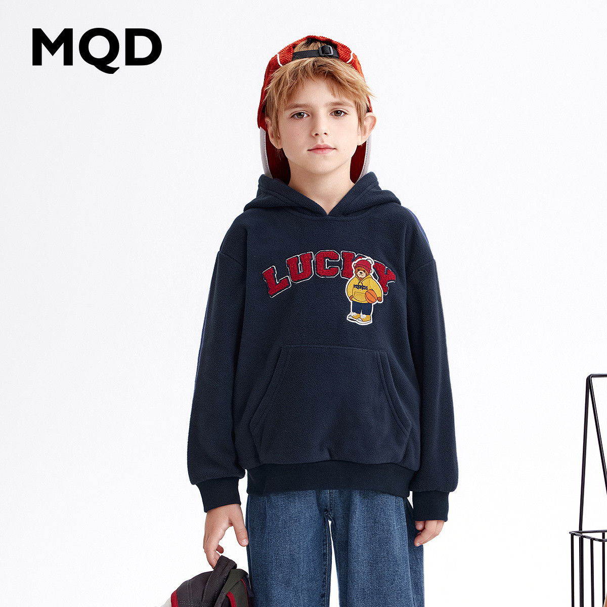 马骑顿 MQD童装男大童年秋季潮酷休闲运动字母连帽卫衣亲子