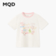 学院风轻薄短袖 女大童夏季 新品 撞色领口卡通上衣涂鸦字母T恤