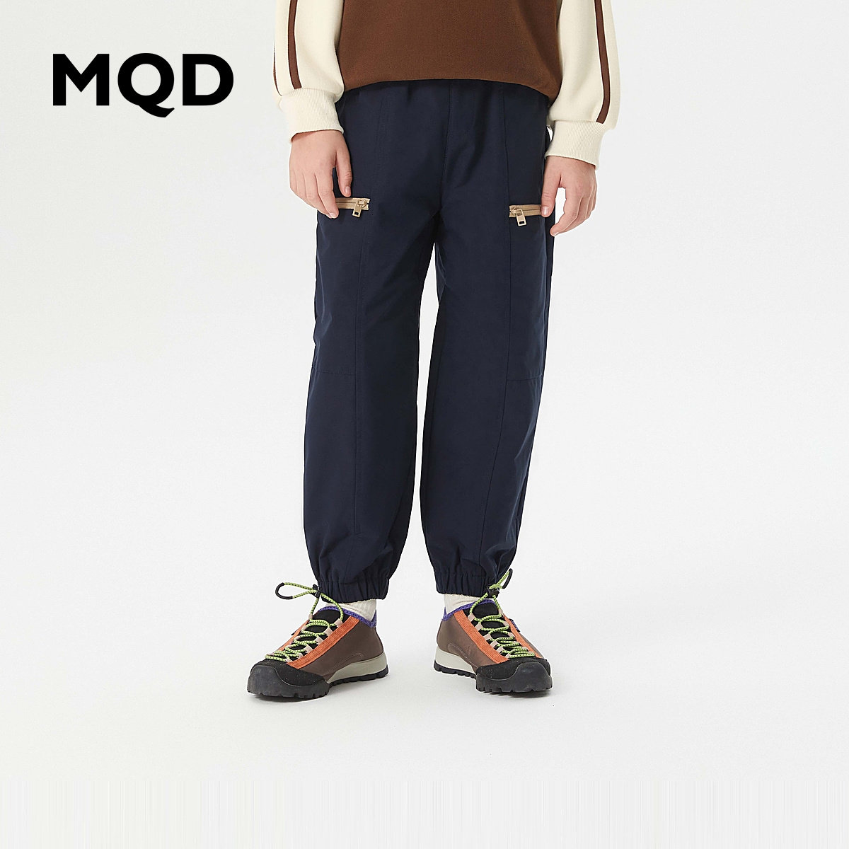 MQD童装冬季男大童撞色工装束脚休闲裤儿童运动时尚裤装奥莱