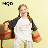 女大童夏季 轻薄T恤 字母短袖 新品 学院风甜酷喜撞色插肩袖