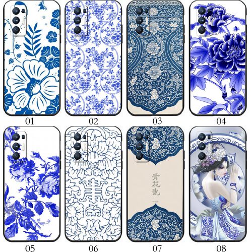 青花瓷花纹 适用 iQOO Z6/U1/5 SE/Z5/Neo3/pro/Z3/Z1/Neo 5S/U1x/U3x/Z1x/小米10S/10至尊/realme x7手机壳