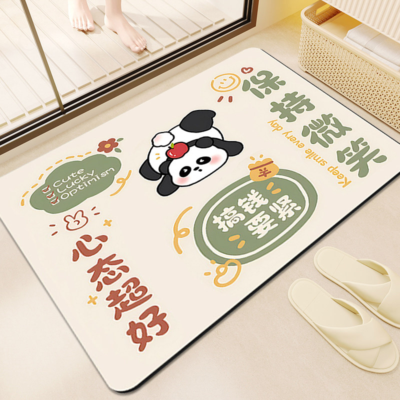 浴室吸水地垫进门防滑速干 干脚垫定制卡通可爱矽藻泥门口化妆室