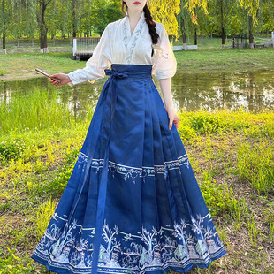 念三月麦穗飘香原创明制汉服缎面马面裙新中式国风通勤汉服飞机袖