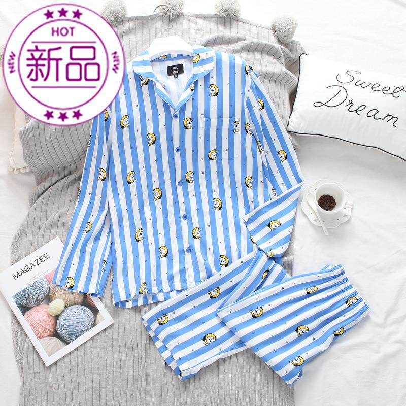 BT21春秋睡衣女长袖条纹柔软棉o绸套装情侣男女家居服有加肥加大|msdalam kategori Butik wanita / wanita, wanita saiz besar - dari Buy2taobao.com untuk memberikan perkhidmatan ejen Taobao profesional membeli
