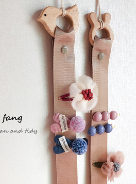 韩版发夹收纳带条璧挂式头饰品收纳绳原木儿童发饰宝宝发箍整理带