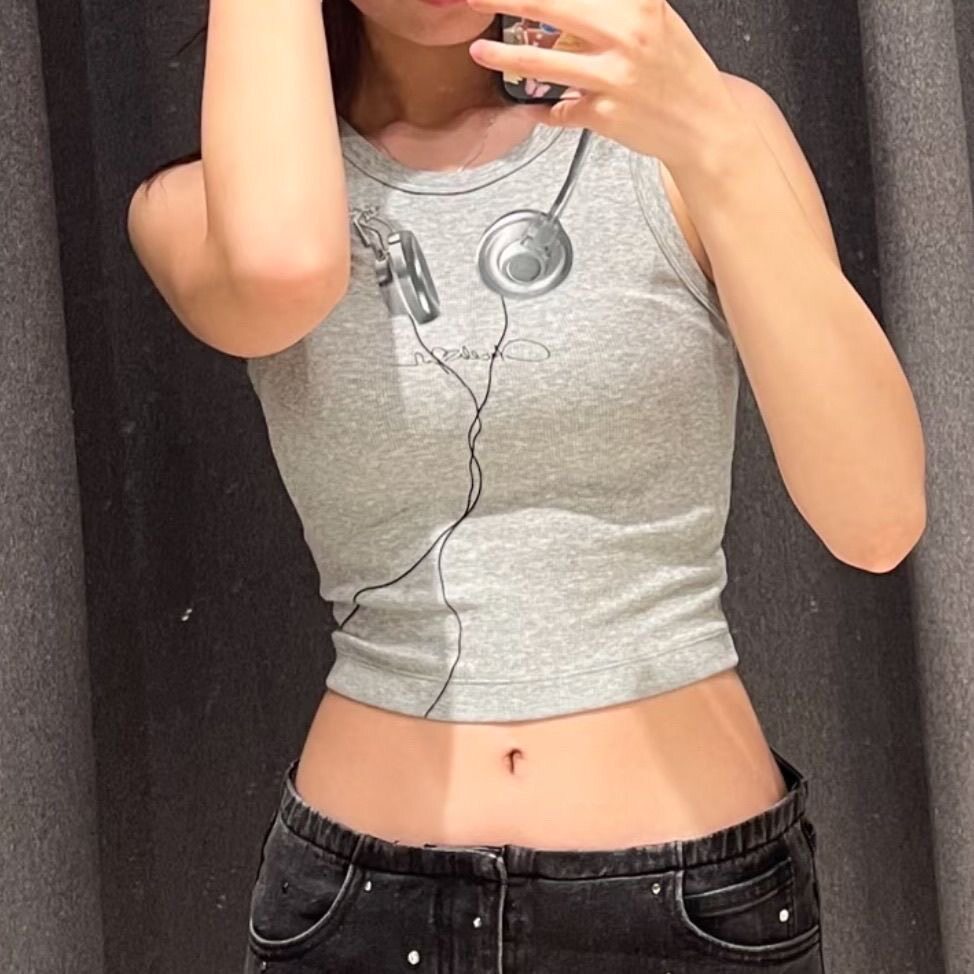 甜美风爱神小兔子印花短袖女做旧质感圆领外穿打底衫网红爆款体恤