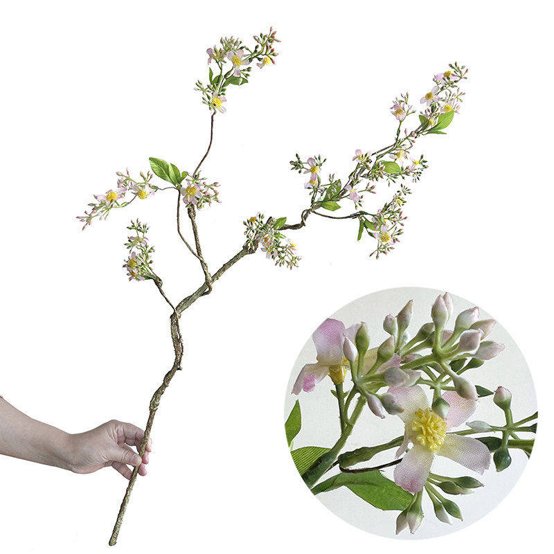 中国风海棠花藤枝仿真花枝干花花束轻奢高端花艺客厅假花桌面装饰