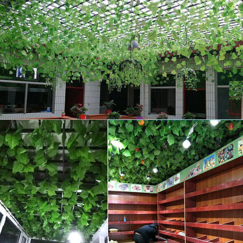 仿真葡萄串带霜假葡萄仿真水果塑料假花藤条绿植大葡萄叶装饰绿叶
