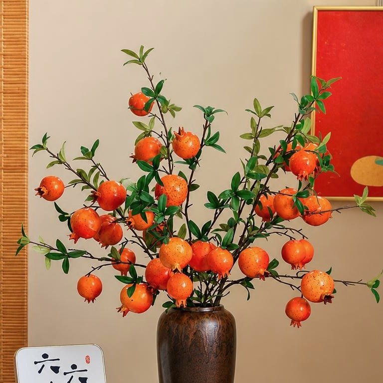 Ins复古仿真石榴果发财果浆果花束餐桌插花家居软装假花摆件