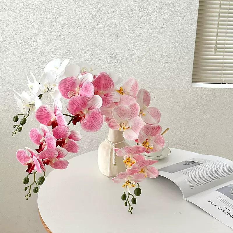 高品质手感蝴蝶兰仿真花 单支假花电视柜插花室内家居造景花艺