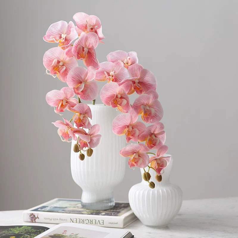 高端仿真蝴蝶兰花艺 湿感逼真假花餐桌茶几插花家居摆设摆件