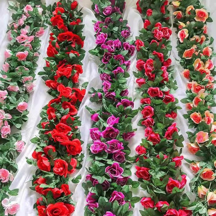 仿真玫瑰花藤假花藤条客厅暖气空调管道装饰缠绕遮挡塑料藤蔓植物