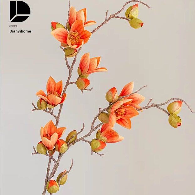 仿真玉兰花高档假花绢花客厅中式摆件插花装饰花木棉花花束木兰花